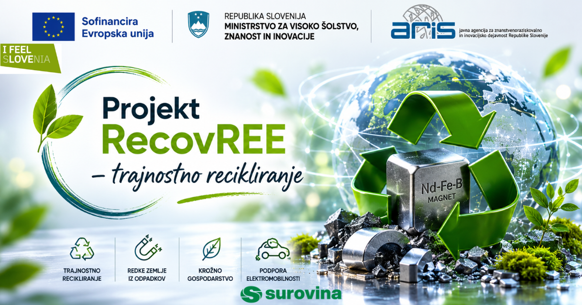 RecovREE: Razvoj tehnologij za recikliranje redkih zemelj in proizvodnjo magnetov iz odpadkov